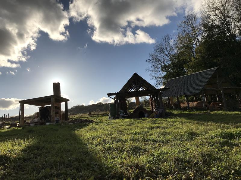 The wooden anagama kiln buildings