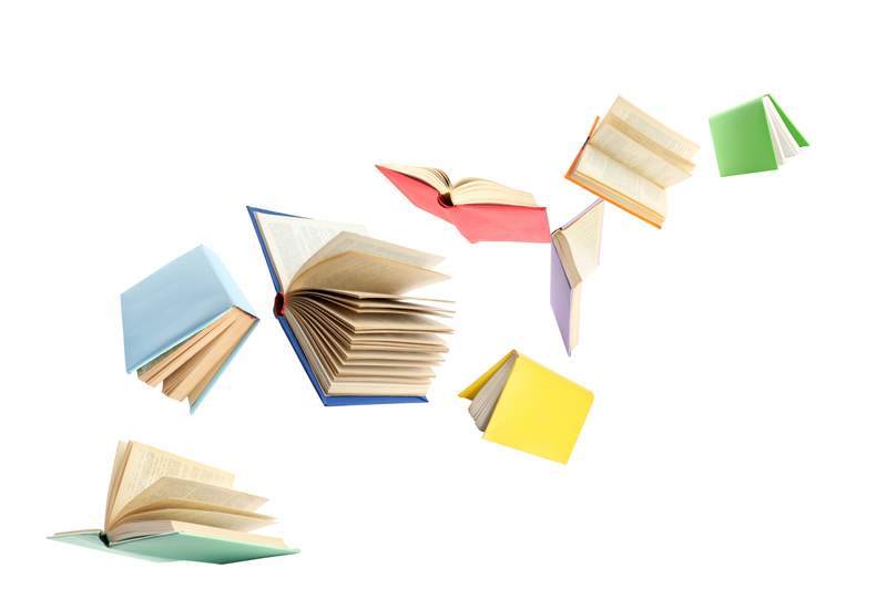 Colourful flying books