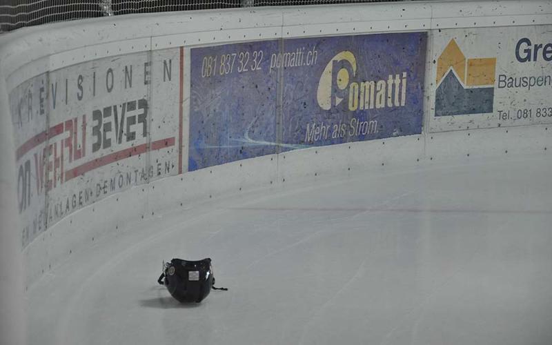 Varsity ice hockey single helmet - Credit: University of Oxford/Richard Lofthouse An ice hockey helmet on an ice rink