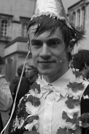 David Thomas celebrating after his exams David Thomas celebrating after hisexams