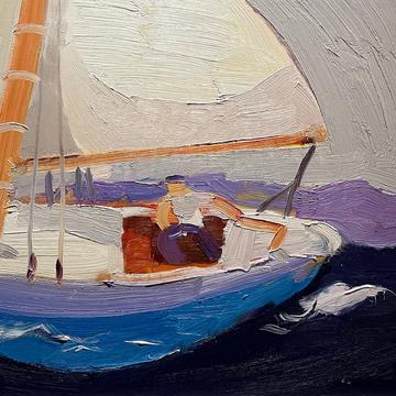 Skipper at Sea (2017), a painting by Julian Bailey Skipper at Sea (2017), a painting by Julian Bailey